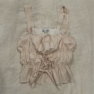 English Factory women's sleeveless top, cream gingham size xs